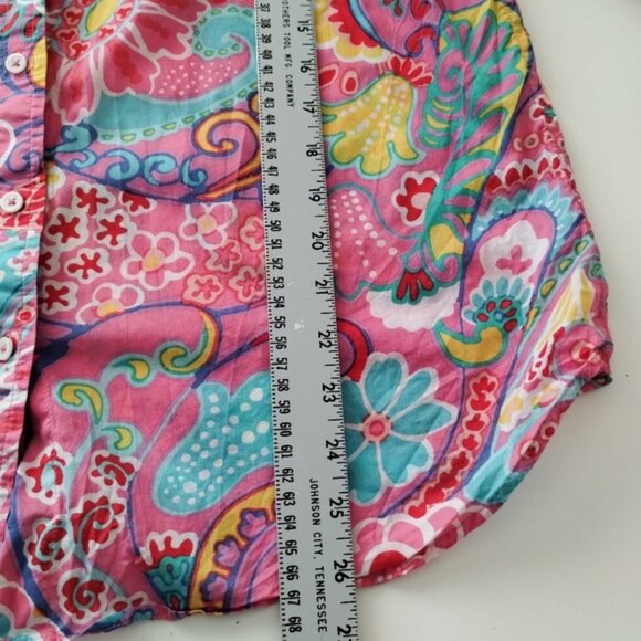 Talbots Cotton Button Front Shirt Mod Floral Size Large - Picture 6 of 8